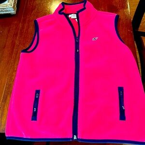 Vineyard Vines Kids Vest in Vibrant Pink with Navy Accents